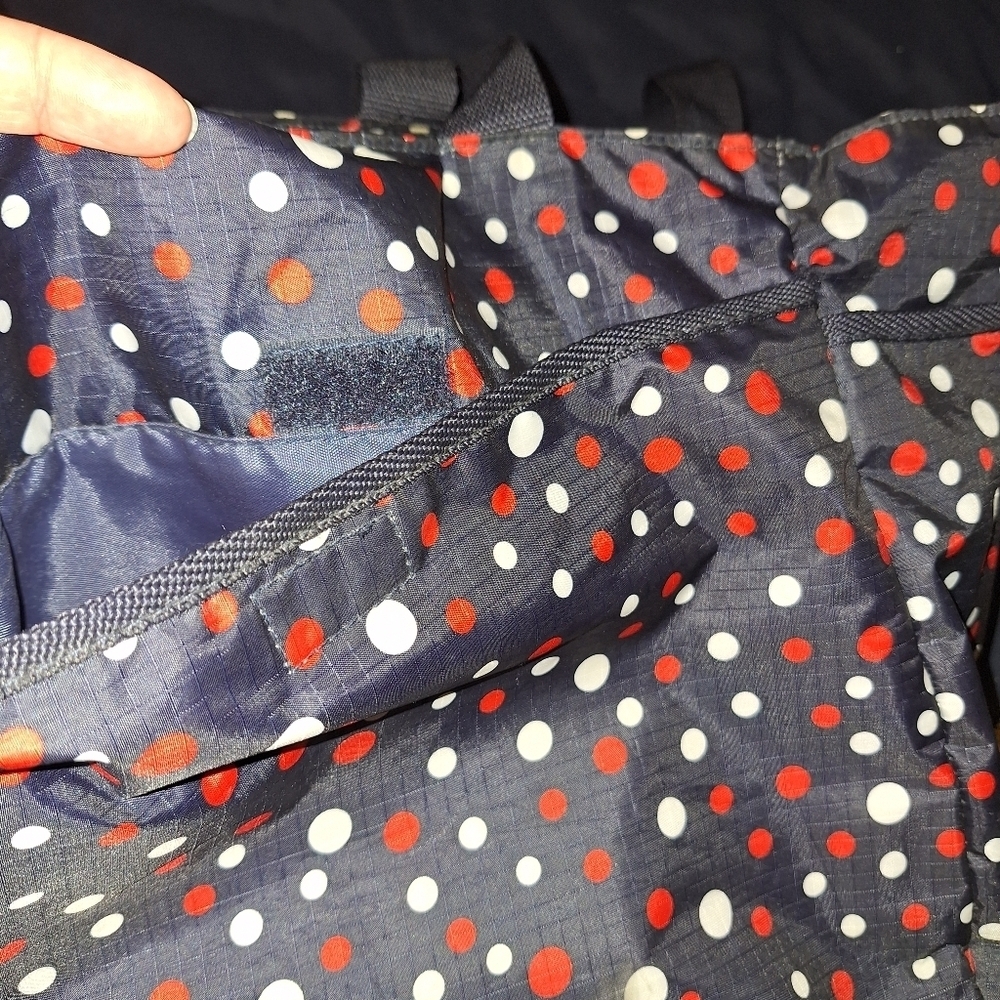Polka Dot Tote Bag Black Red and White - Picture 3 of 4
